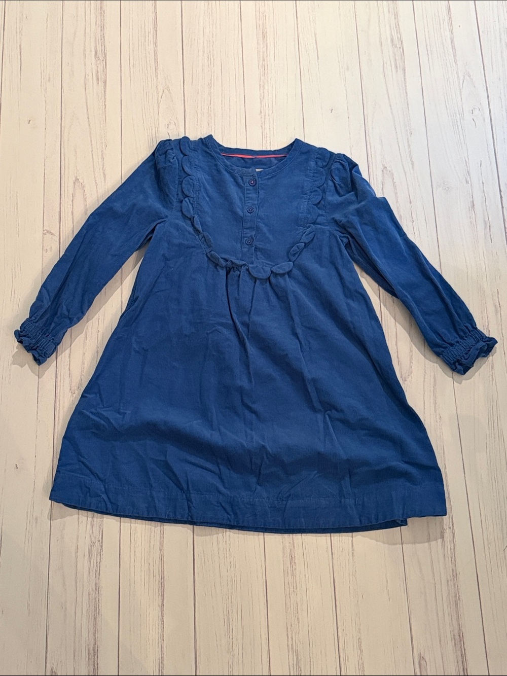 Mini boden Girls Blue Long-Sleeve Cotton/corduroy Dress